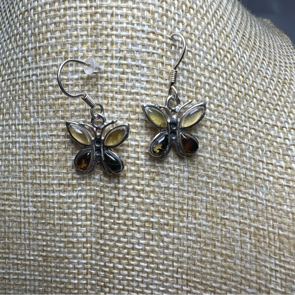 950 silver and amber earrings